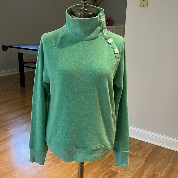 J. Crew Factory button collar pullover sweatshirt in cloudspun fleece green XS - Picture 1 of 9